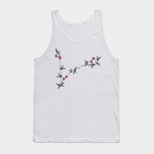 Pisces Zodiac Sign Constellation Roses and Hearts Doodle Tank Top by EndlessDoodles